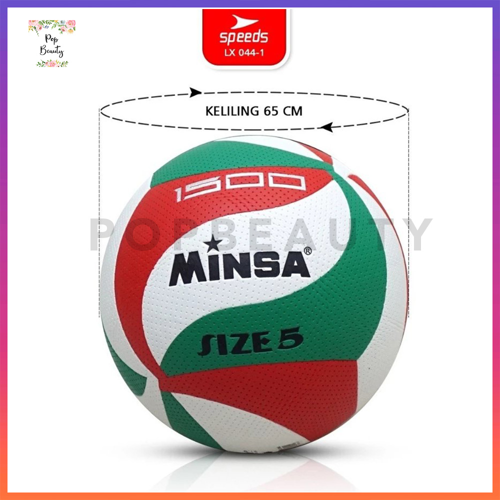Bola Voli Size 5 Label MINSA - Merah Hijau