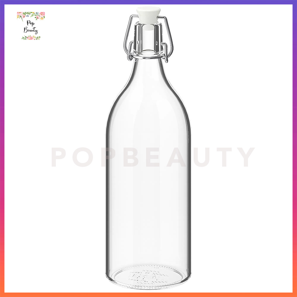 IKEA Korken Botol Kaca Bening dengan Penutup 1 L